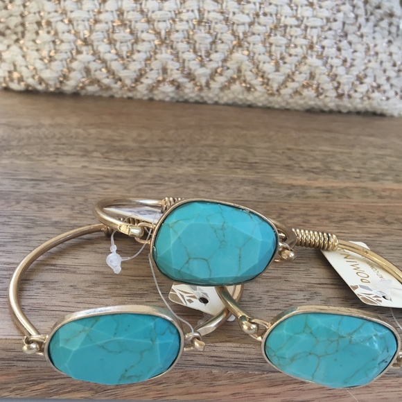 🗝Turquoise and gold hinge bracelet - Picture 2 of 4